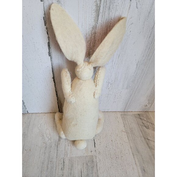 Felt white Easter Bunny spring plush home decor figure vintage unique - Picture 6 of 9